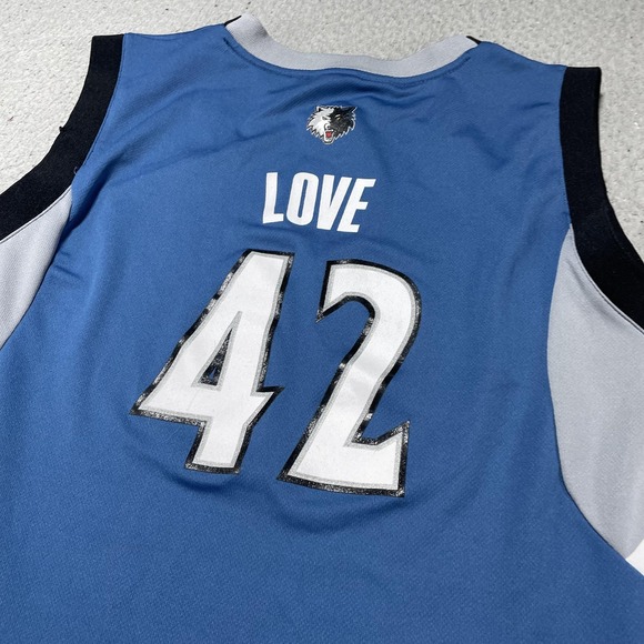 Minnesota Timberwolves Jersey Youth Boys Large Blue NBA Kevin Love 42 Adidas - Picture 7 of 12